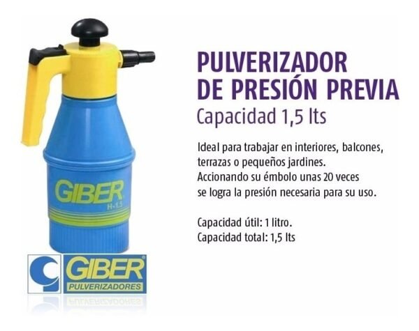 Pulverizador Giber De1.5 Lts Fumigar Pulverizar